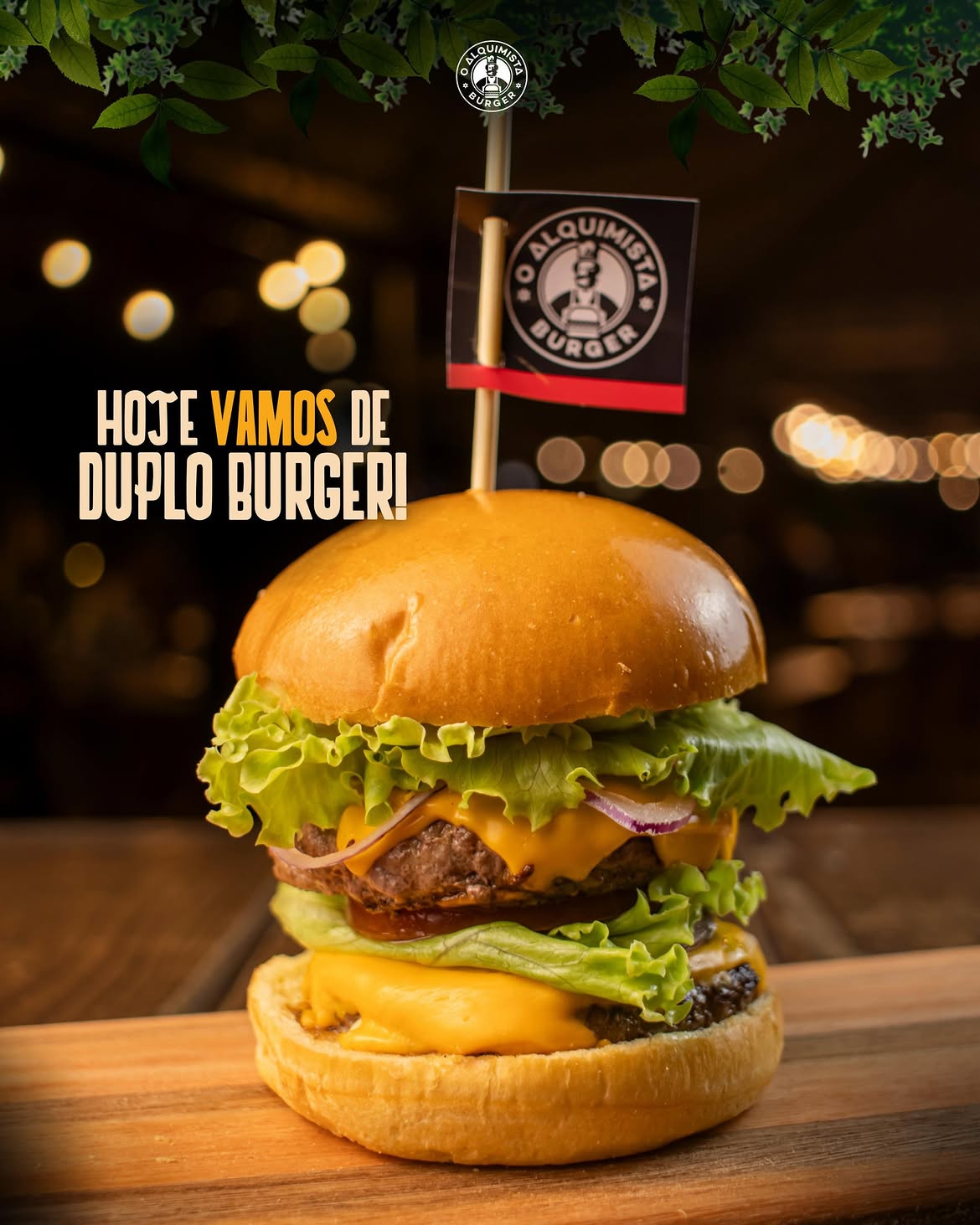 Double burger campaign creative for Jardim Alquimista